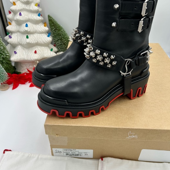 Christian Louboutin women's Dune bike spike Moto boots size 39 made in Italy - Picture 10 of 13